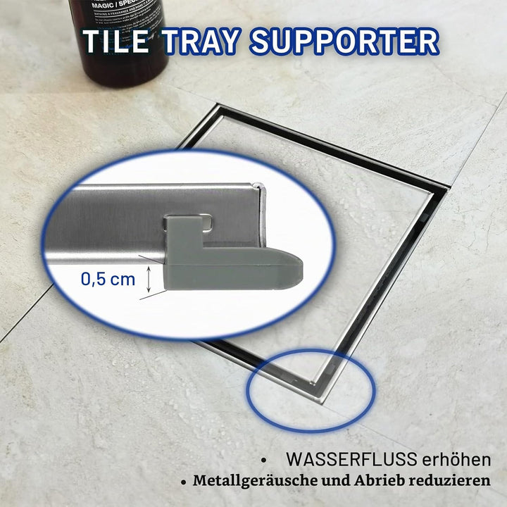 Duschrinne Quadrat 20 * 20cm, 360° Siphon mit Geruchsstop und Haarsieb 2 in1 Befliesbar Edelstahl Ab