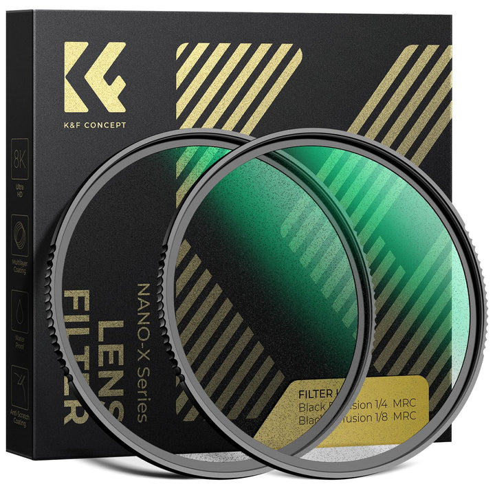 K&F Concept Nano-X Serie Black-Mist 1/4 Filter Filter & Black-Mist 1/8 Filter，77mm Black Promist Fil