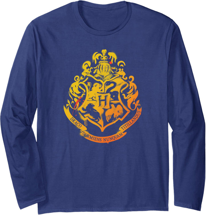 Harry Potter Hogwarts Crest Stencil Langarmshirt