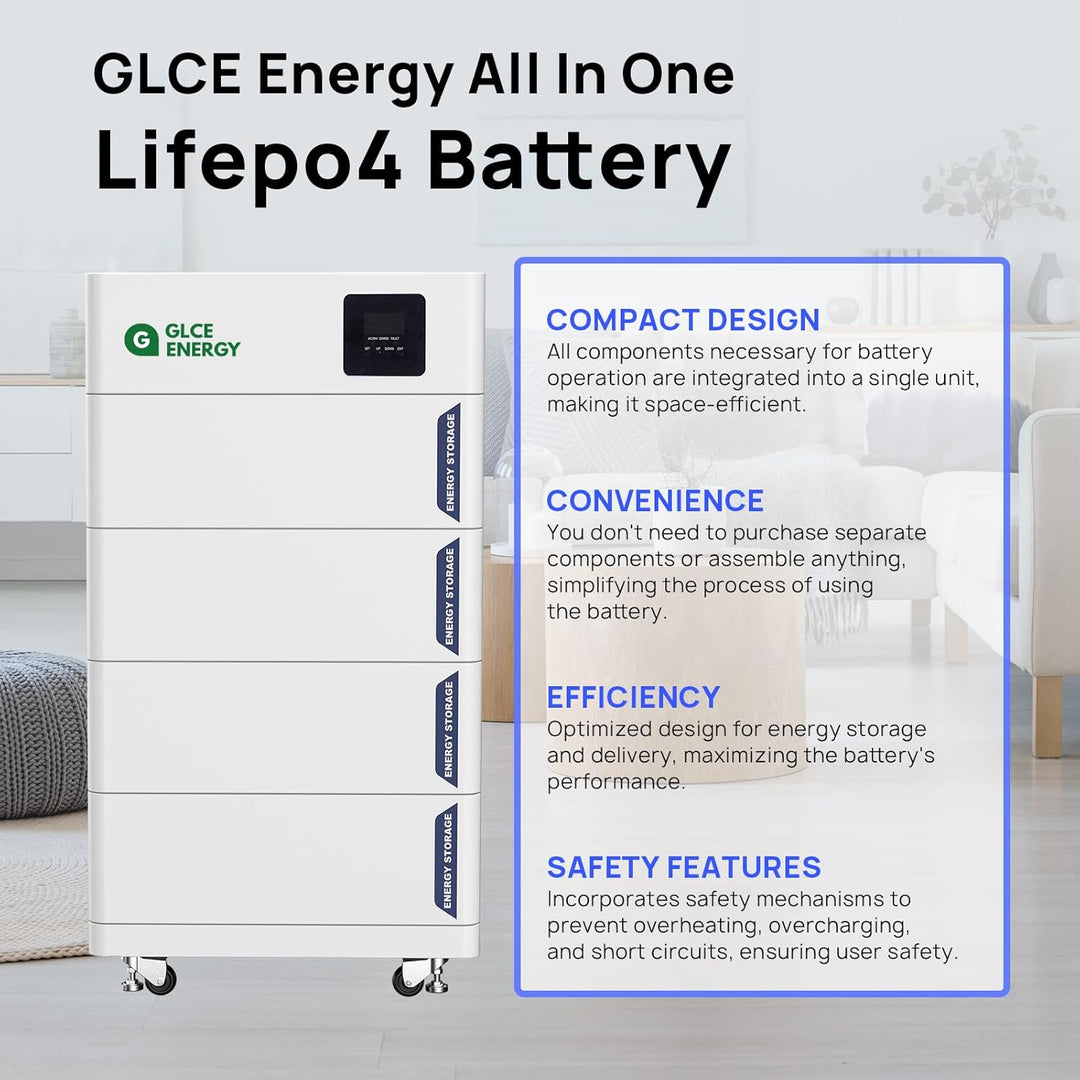 48V 400Ah LiFePO4 Batterie (4 x 100Ah Pack), 20,48kWh All-in-One Lithiumbatterie, Mit Heim-Batterie-