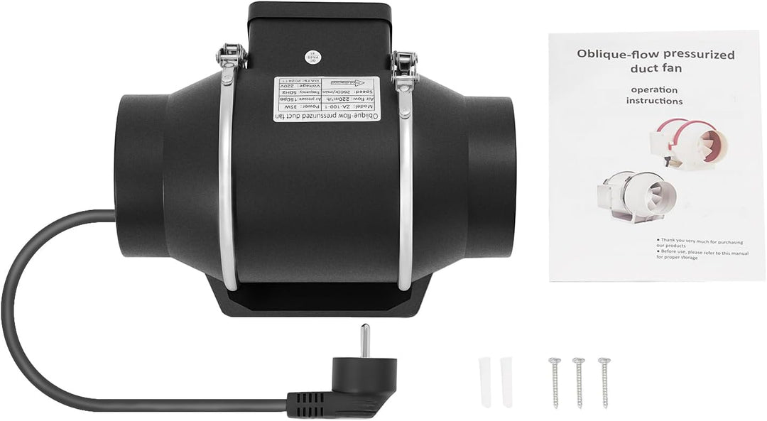 Kanalventilator, Abluftventilator Geräuscharm, Rohrventilator mit Kupfermotor, Starke Windkraft, Ene