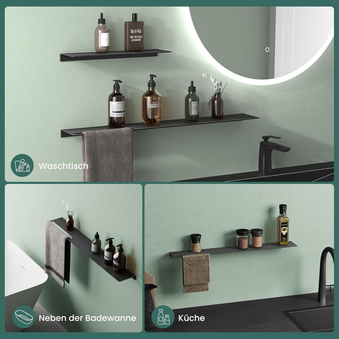 Mai &amp; Mai Duschablage zum Bohren oder Kleben Duschregal Badablage aus Aluminium 60cm Badezimmerablag