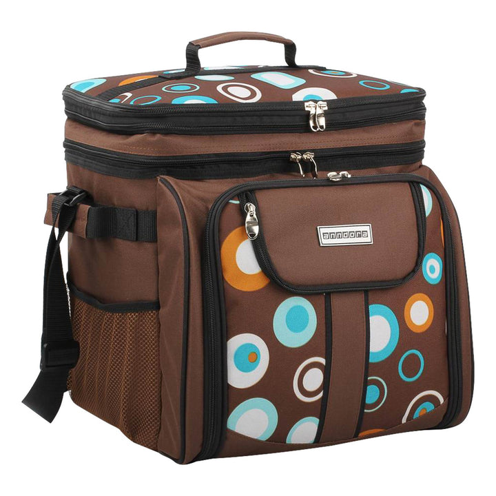 anndora Picknicktasche braun Retro Kühltasche inkl. Zubehör 4 Personen 29 Teile