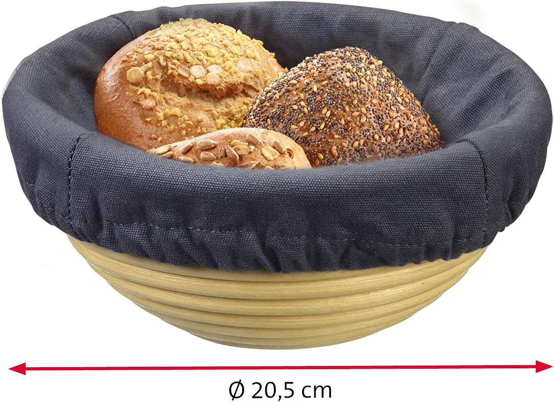 Westmark Bezug für Gärkörbchen, Für runde Körbchen, Ø: 20,5 cm, Baumwolle, Anthrazit, 3209226A Ø 20,