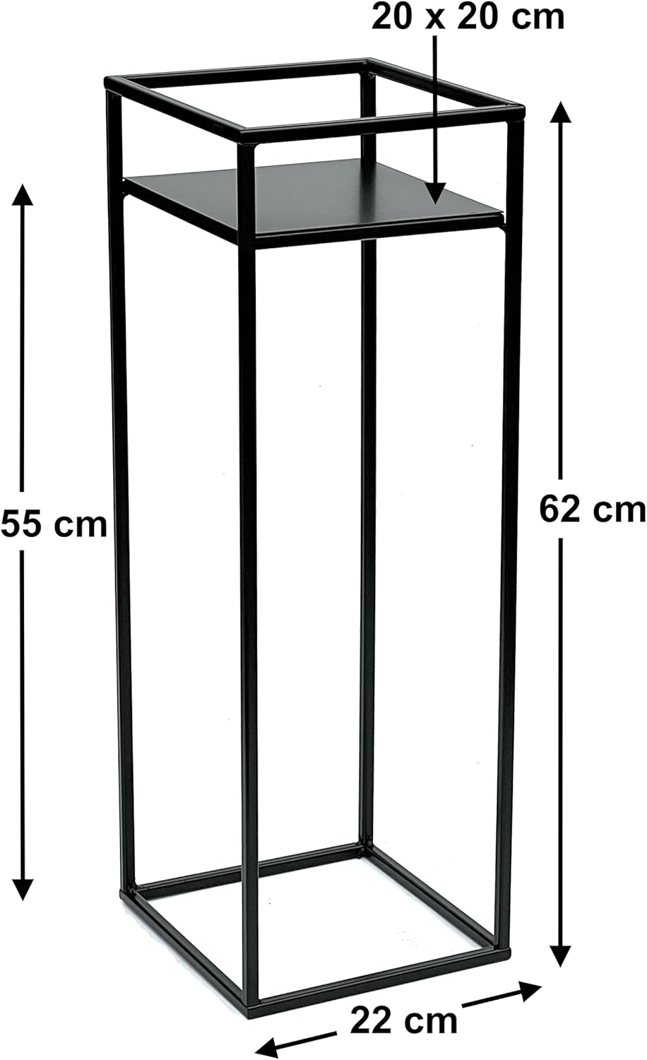 DanDiBo Blumenhocker Metall Schwarz Eckig 62 cm Blumenständer Beistelltisch 453 Blumensäule Modern P