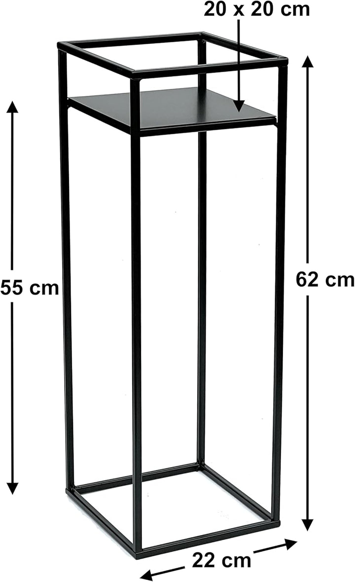 DanDiBo Blumenhocker Metall Schwarz Eckig 62 cm Blumenständer Beistelltisch 453 Blumensäule Modern P