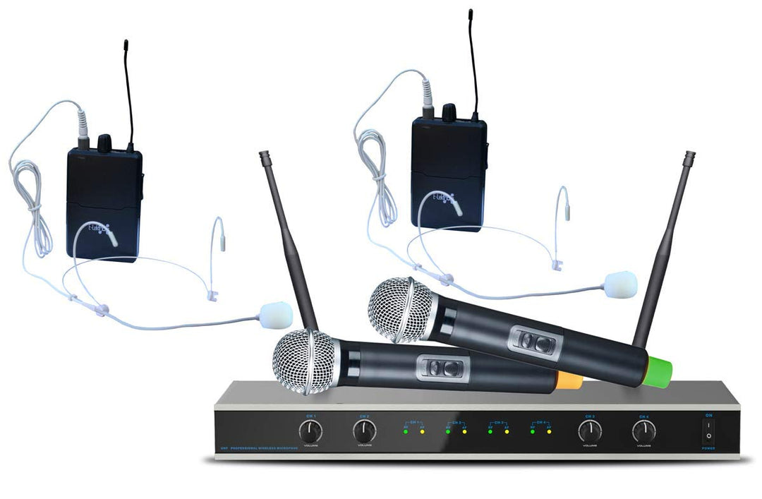 E-Lektron IU-4011MH digital UHF Funkmiktrofon System mit 2X Hand-Mikrofon + 2X Headset-Mikrofon drah
