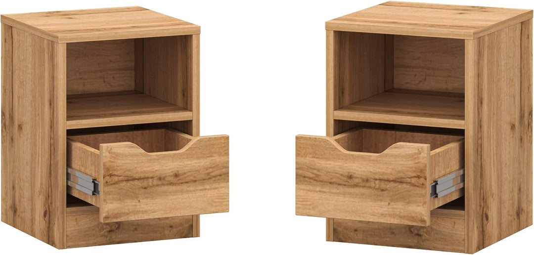 Target Home Nachttisch stehend mit Schubladen und Ablagen Nachtschrank 31x43 cm (Eiche Wotan, 1 Schu