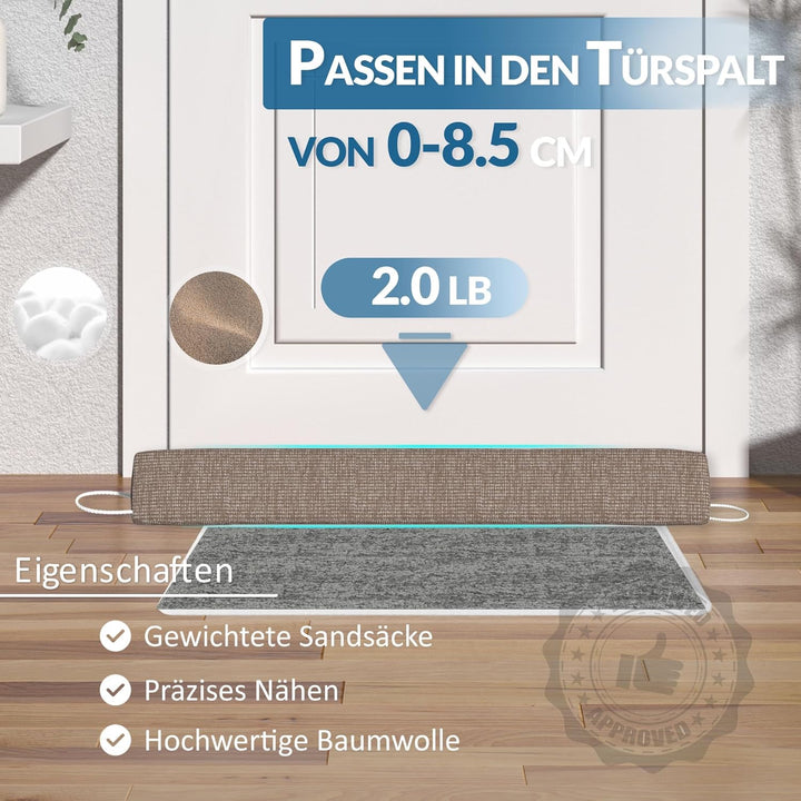 Zugluftstopper für Türen,90cm Windstopper,Extra Schwere Türdichtung Waschbar,Zur Wind- und Schalldäm