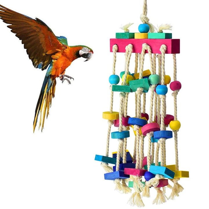 Mehrfarbige Blöcke Vogelspielzeug für Papageien, Vögel, Spielen - Holz Papagei Spielzeug, Vogelkäfig