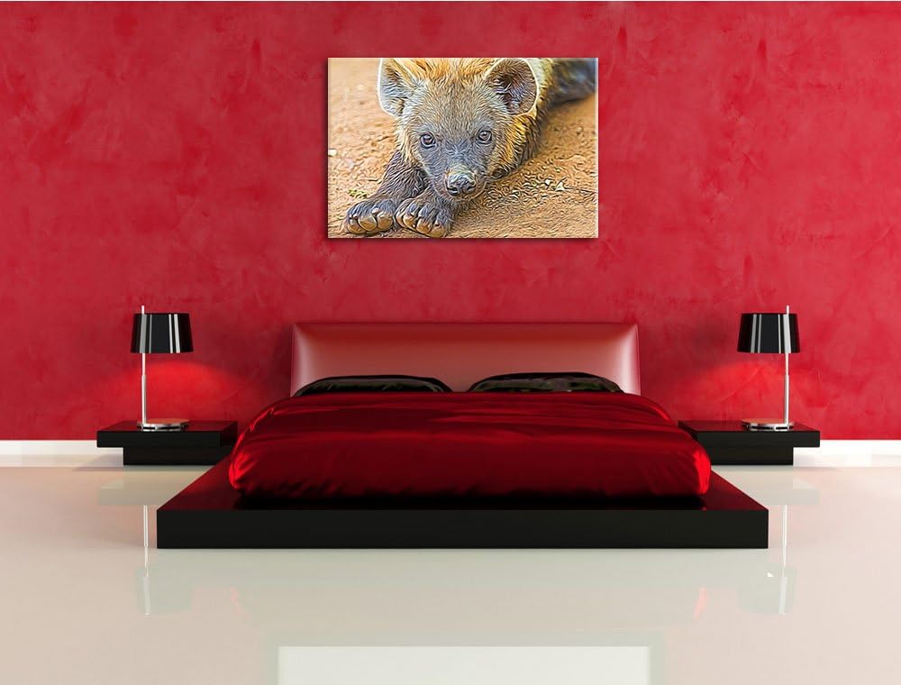 niedliche Hyäne Deluxe Format: 100x70 cm auf Leinwand, XXL riesige Bilder fertig gerahmt mit Keilrah