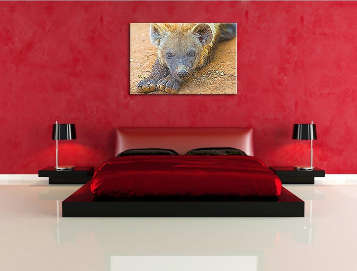 niedliche Hyäne Deluxe Format: 100x70 cm auf Leinwand, XXL riesige Bilder fertig gerahmt mit Keilrah