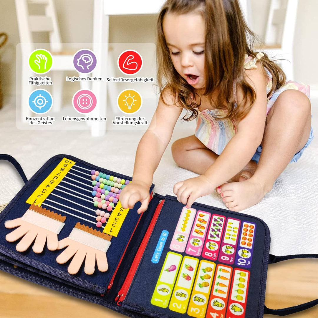 Montessori Busy Board für Jungen 3-5 Jahre – Feinmotorik-Spielzeug mit Auto/Flugzeug-Elementen, Sens