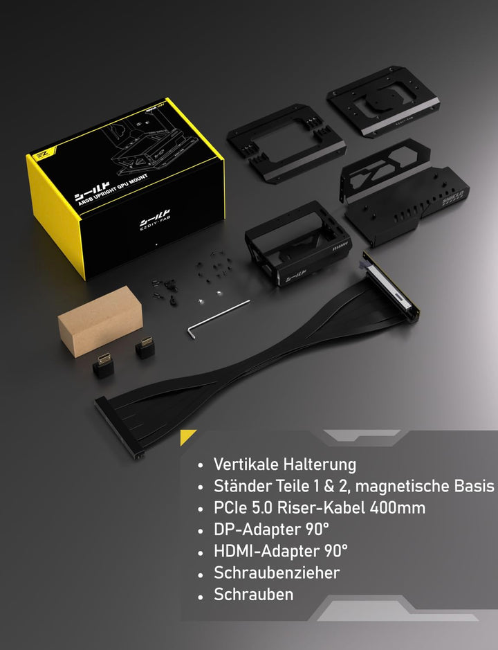 EZDIY-FAB Shield ARGB Aufrechte GPU-Halterung mit PCIe 5.0 Riser–Vertikalhalterung für RTX 50 Serie,