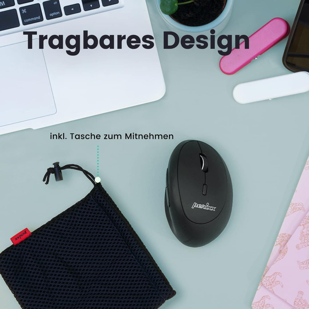 Perixx PERIMICE-819B Tragbare vertikale Bluetooth-Maus – Rechargeable - kabellose 3-in-1-Multi-Devic