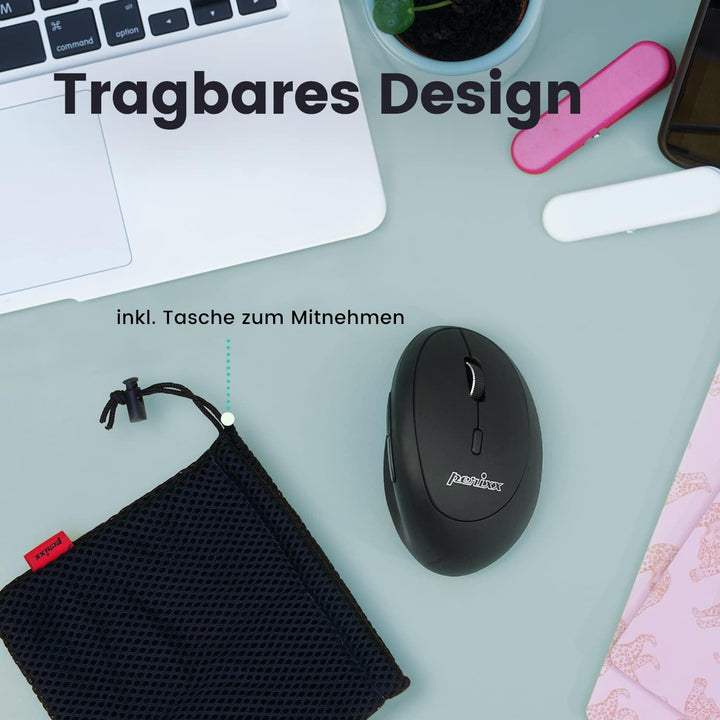 Perixx PERIMICE-819B Tragbare vertikale Bluetooth-Maus – Rechargeable - kabellose 3-in-1-Multi-Devic