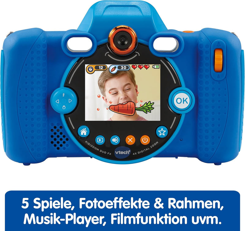 VTech KidiZoom Duo FX in Blau – Robuste Digitalkamera mit kreativen Apps und Spielfunktionen – Für K