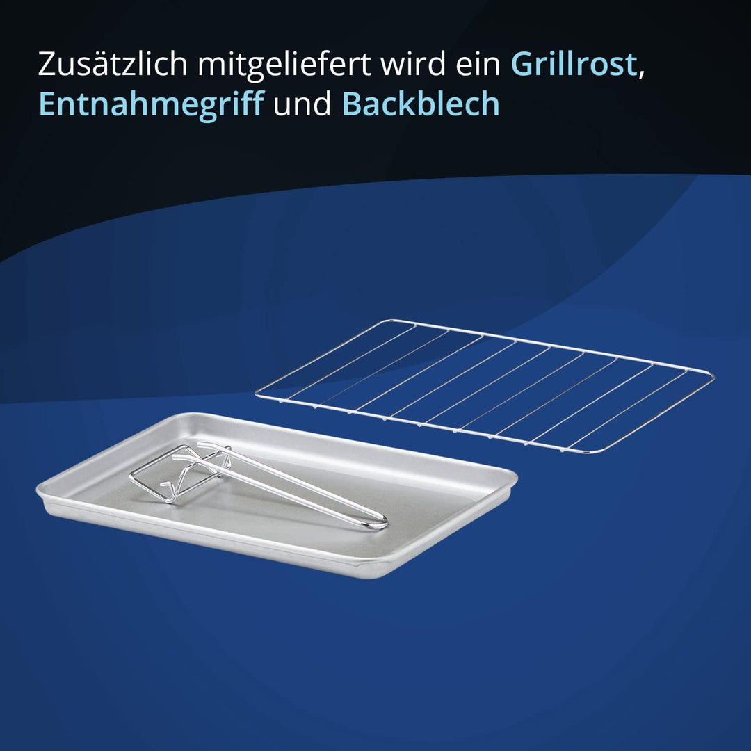 KHG Minibackofen MBO-10W aus Metall in weiss mit Ober-/Unterhitze, 10l Garraum, 650 Watt, inkl. Time