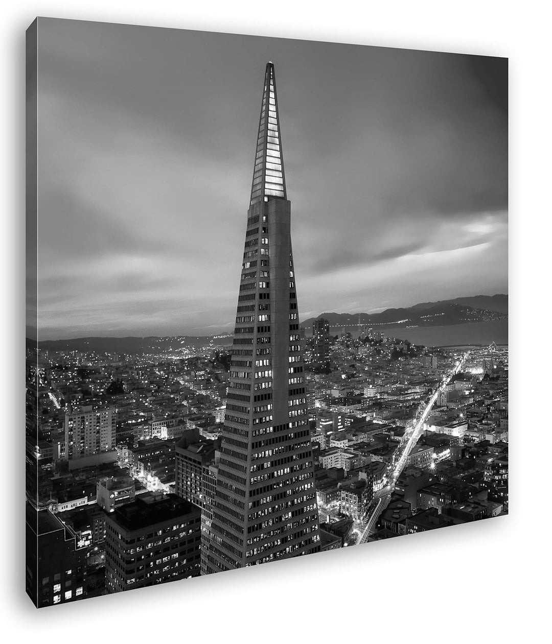 deyoli Skyline von San Francisco Format: 60x60 Effekt: Schwarz&Weiss als Leinwandbild, Motiv fertig