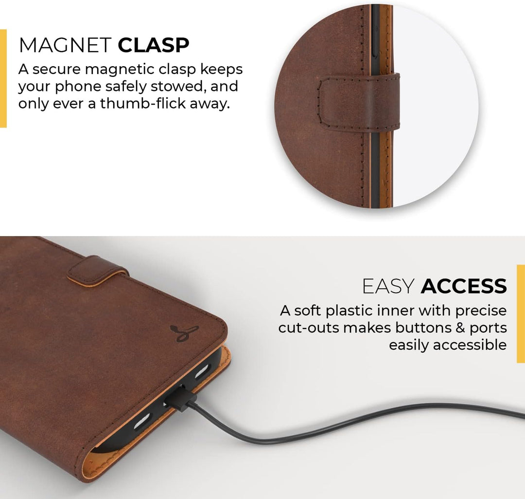 Snakehive iPhone 13 Pro Hülle Leder | Stylische Handyhülle mit Kartenhalter & Standfuss | Handyhülle