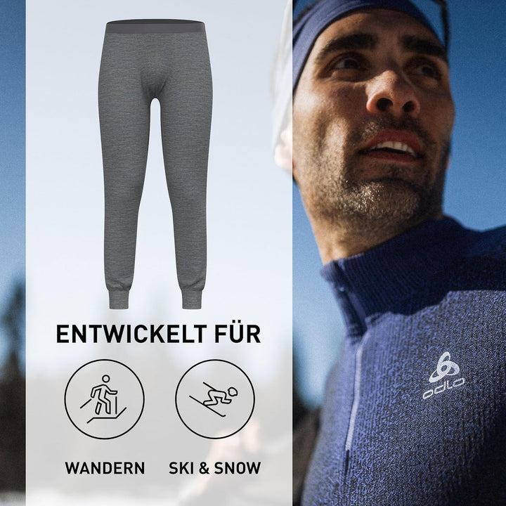 Odlo Herren Merino 200_111802 Hose Odlo Steel Grey Melange S, Odlo Steel Grey Melange S