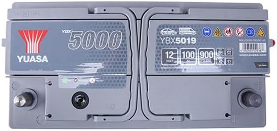 Yuasa YBX5019 Hochleistungs-Akku, 12 V, 100 Ah, 900 A, silberfarben