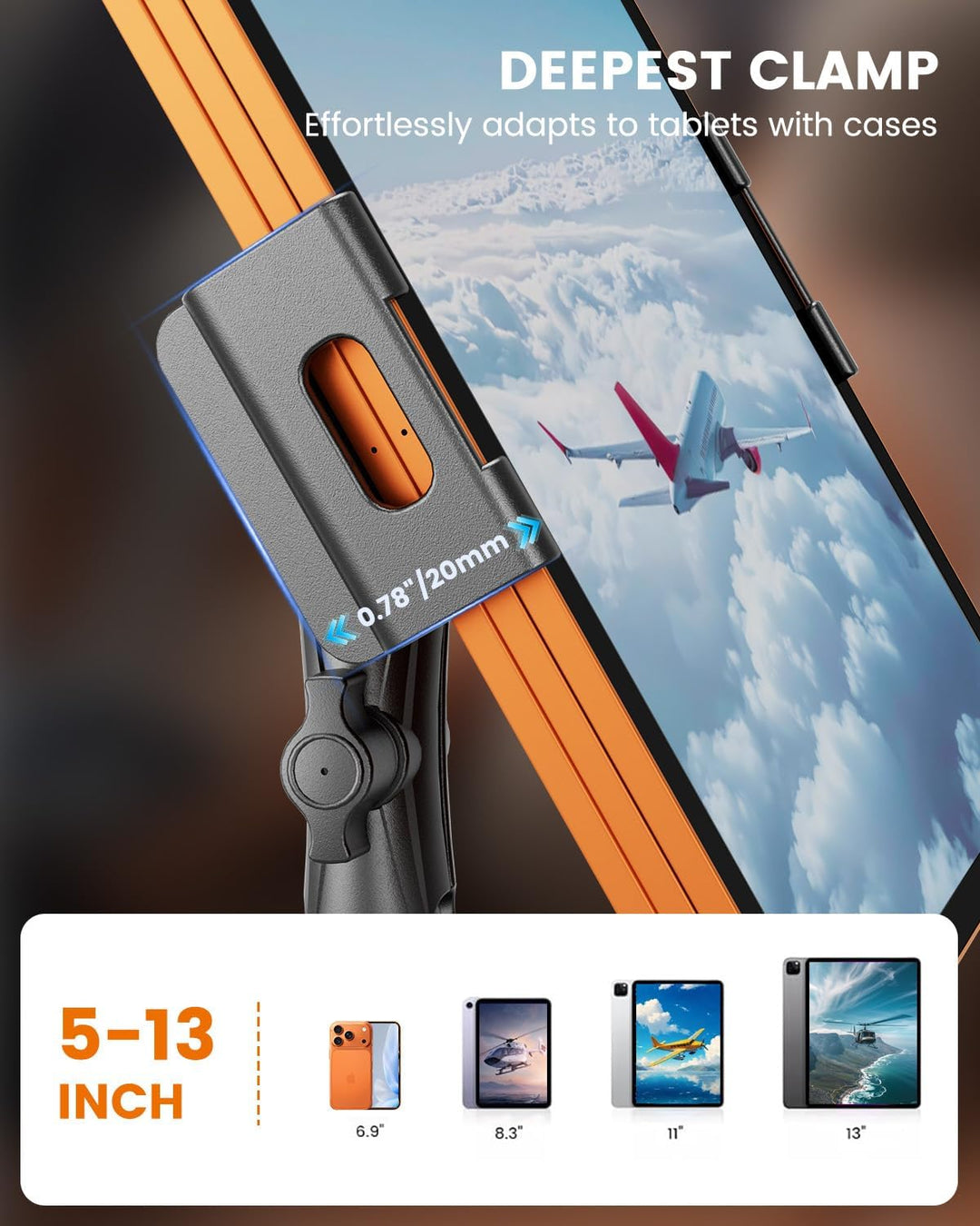 OHLPRO Tablethalterung Flugzeug Cockpit für Piloten - 80mm Starker Saugnapf Aviation Tablet Halter m