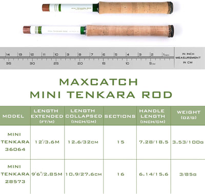 MAXIMUMCATCH Mini Tenkara Ruten 285/360CM Teleskopierbare Carbon Tenkara Rute 6:4/7:3Aktion 12FT