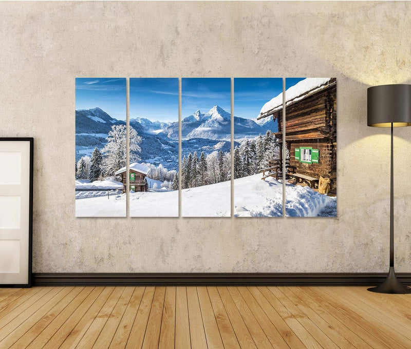 islandburner Bild auf Leinwand Wintermärchenland Berglandschaft In Den Alpen Mit Traditionellen Berg