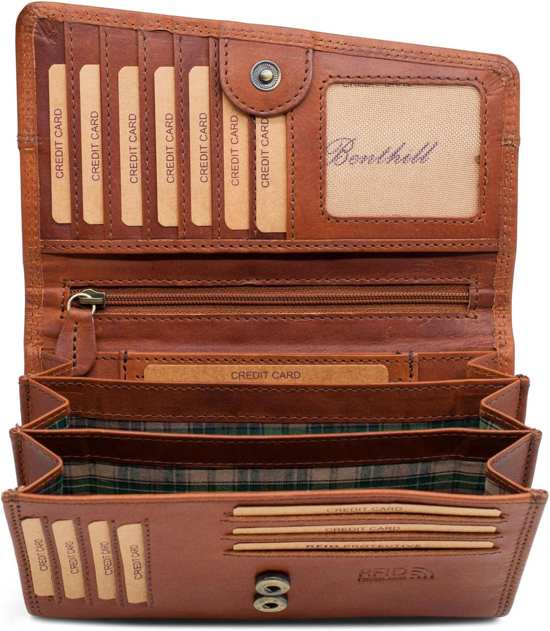 Benthill Geldbörse Damen Gross Echt Leder - RFID Portemonnaie Gross aus echtem Rindsleder - XXL Geld