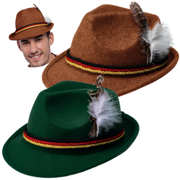 Spooktacular Creations 2 German Alpine Hats Costume Accessories, Retro Bavaria Traditional Hat Felt