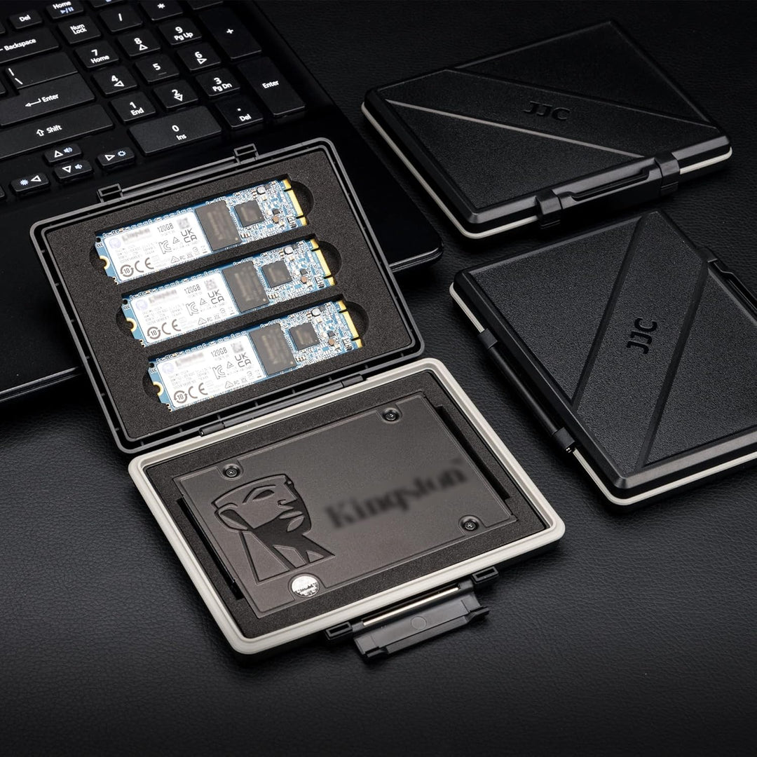 JJC Speicherkarten Etui Tasche Aufbewahrung für 2,5 Zoll interne Solid State Drive x1 + NVMe M.2 228