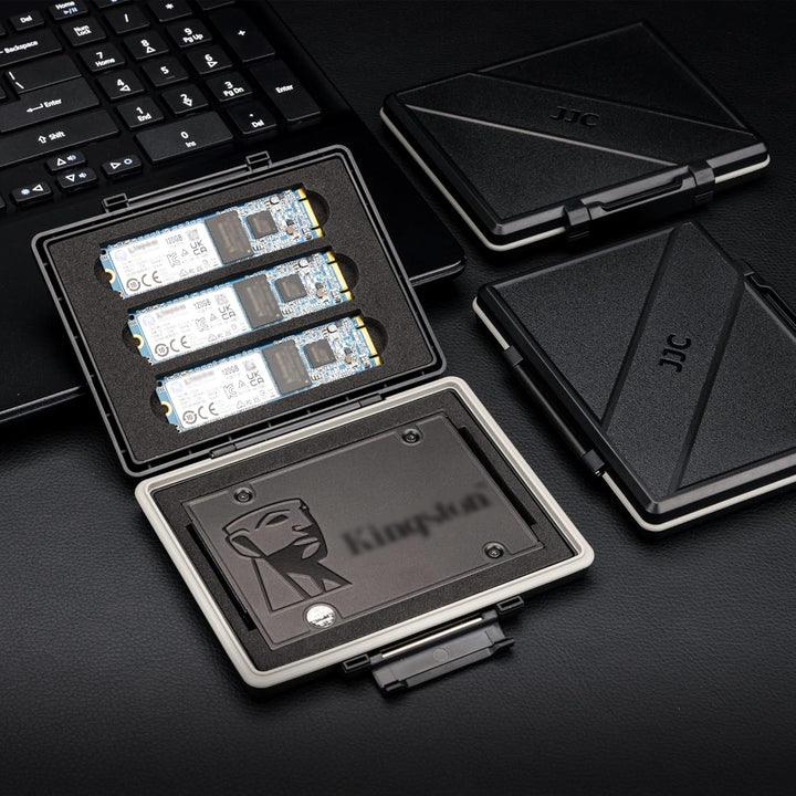 JJC Speicherkarten Etui Tasche Aufbewahrung für 2,5 Zoll interne Solid State Drive x1 + NVMe M.2 228