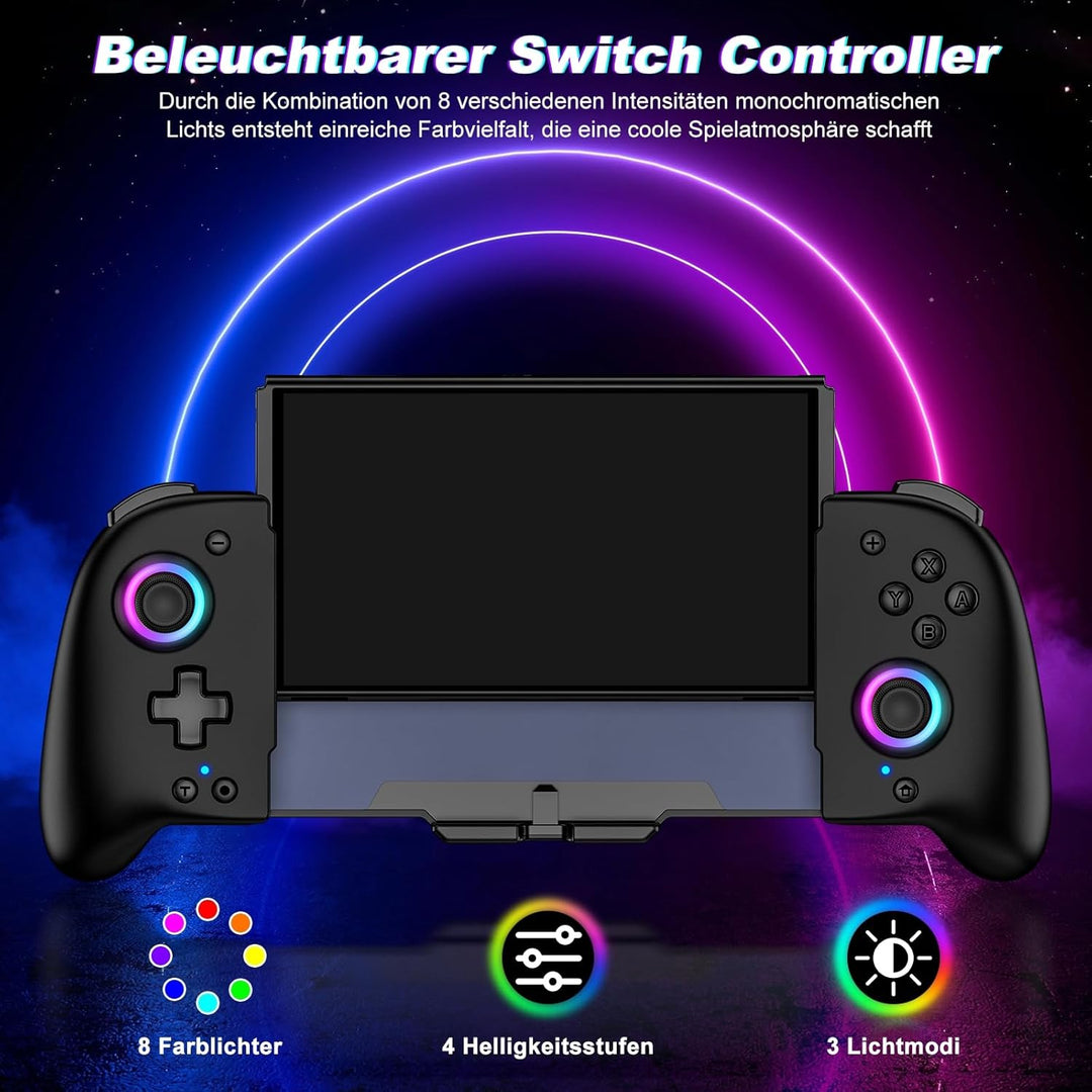 Elegamefy Switch Pro Controller, Handheld Switch Controller mit Turbo/1000mAh/6-Achsen-Gyro/Vibratio