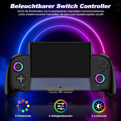 Elegamefy Switch Pro Controller, Handheld Switch Controller mit Turbo/1000mAh/6-Achsen-Gyro/Vibratio