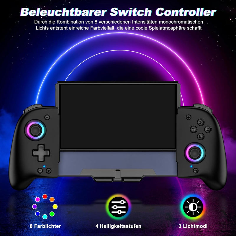 Elegamefy Switch Pro Controller, Handheld Switch Controller mit Turbo/1000mAh/6-Achsen-Gyro/Vibratio