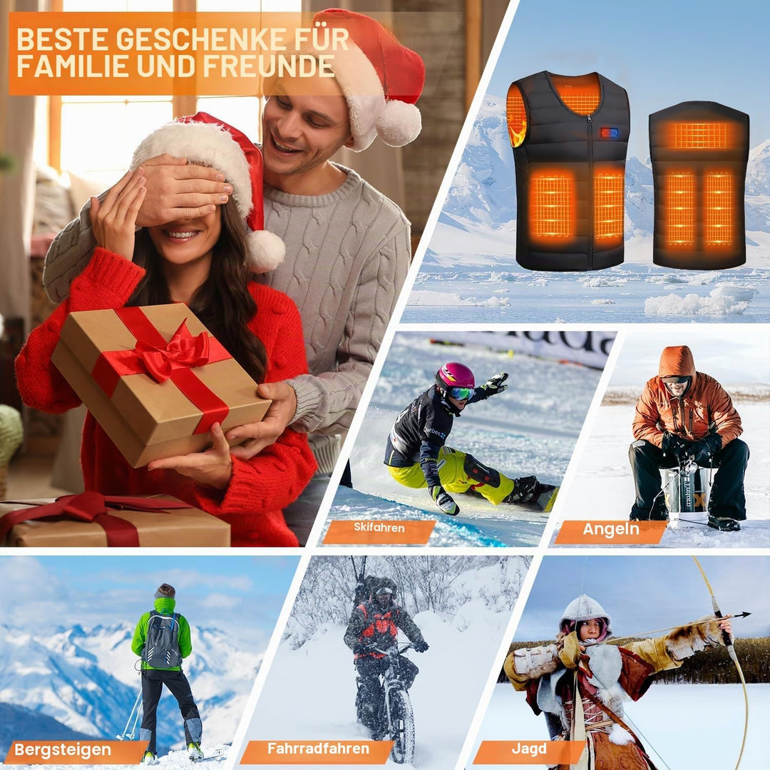 Mincoo Beheizbare Weste Damen Herren, Powerbank USB Wärmeweste Mit Akku 5V 10000 mAh, Winter Heizjac