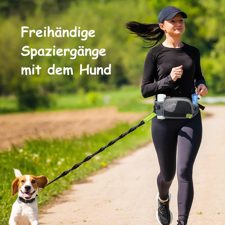 Hundetasche Bauchtasche mit Leckerli-Tasche & 2 Wasserflaschenhalter, Leichte Futterbeutel Hunde mit