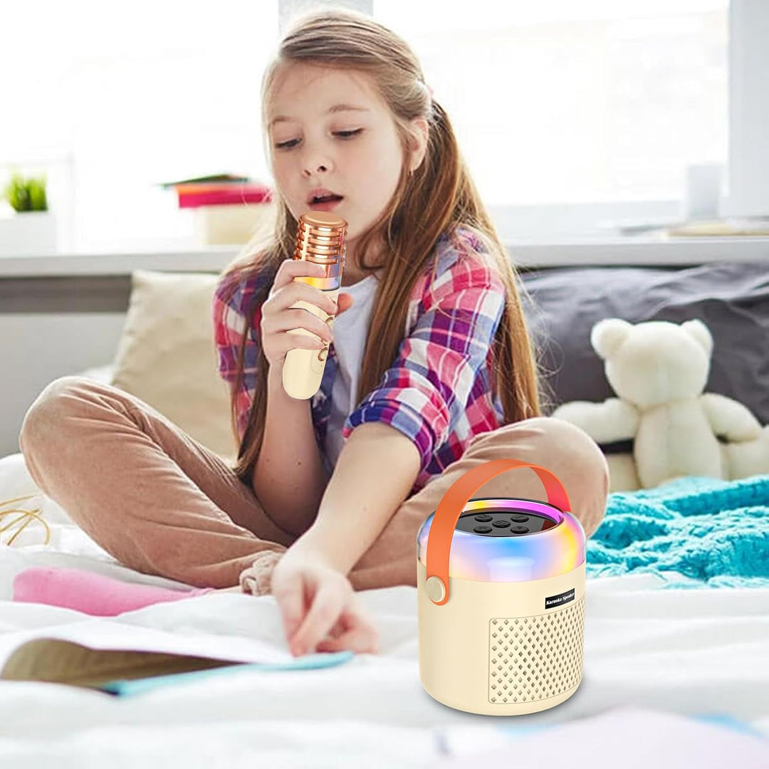 Karaoke für Kinder - Musikplayer mit LED-Lichtern | Tragbarer Karaoke-Lautsprecher mit Mikrofon,Für