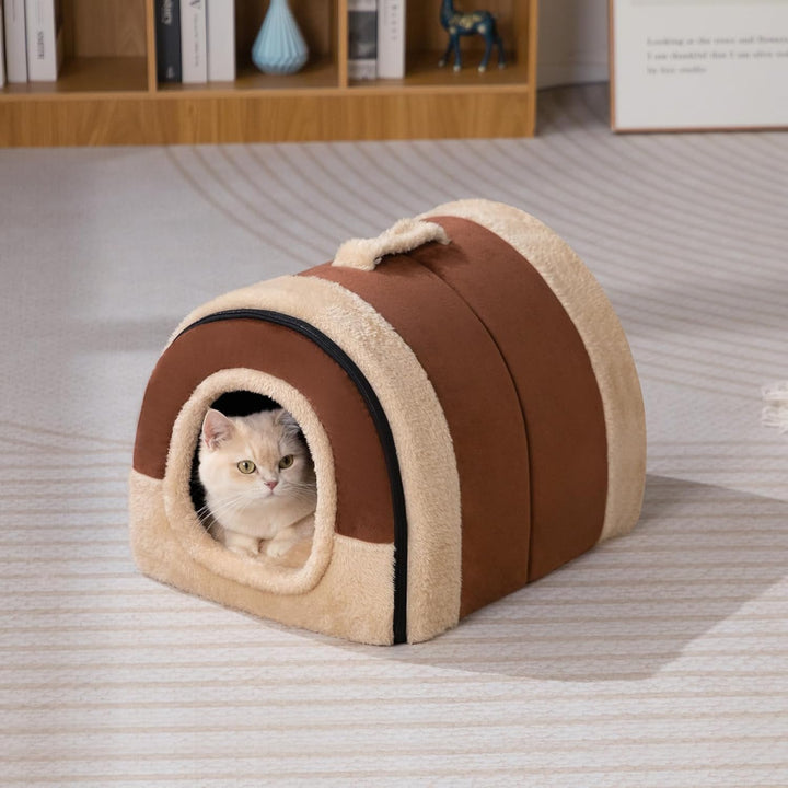 Hollypet Katzenbett Kleines Hundebett, 2-in-1 Faltbare Haustierbett für Katzen &amp; Kleine Hunde, Warme