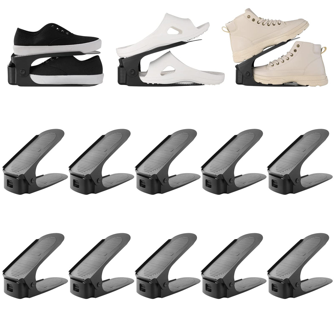 10-Set Schuhstapler, 6.5cm/10cm/15cm Schuhregal, PP-Material Schuhorganizer, Verstellbares Platzspar