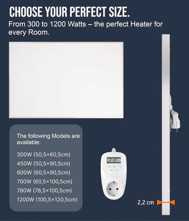 Viesta F600 Heizpaneel infrarot Infrarotheizung Wandheizung elektrisch, ultraflache Heizplatte, Carb