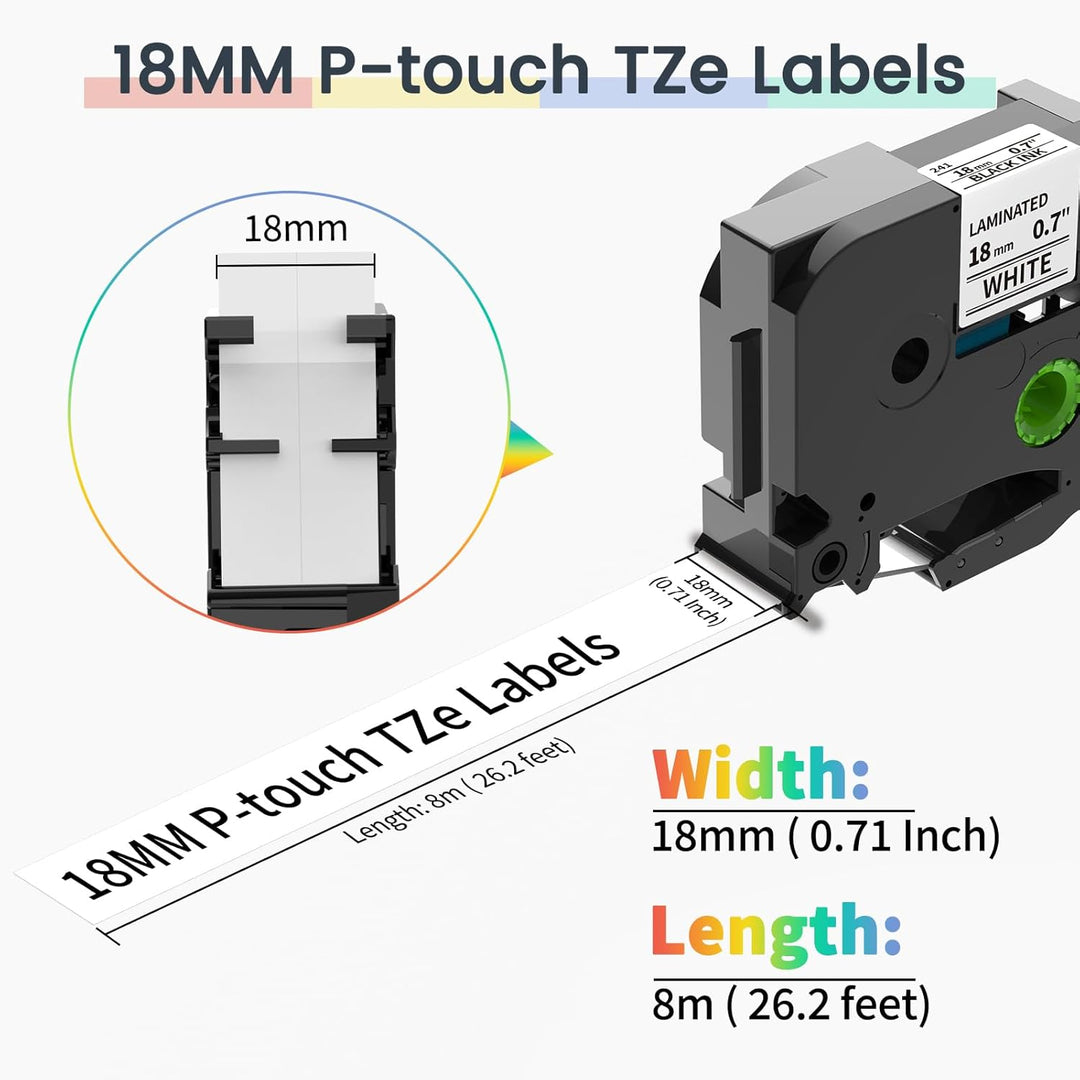 Markurlife kompatible Etikettenband als Ersatz für Brother P-Touch Schriftband 18mm 0,7 Zoll TZ-241