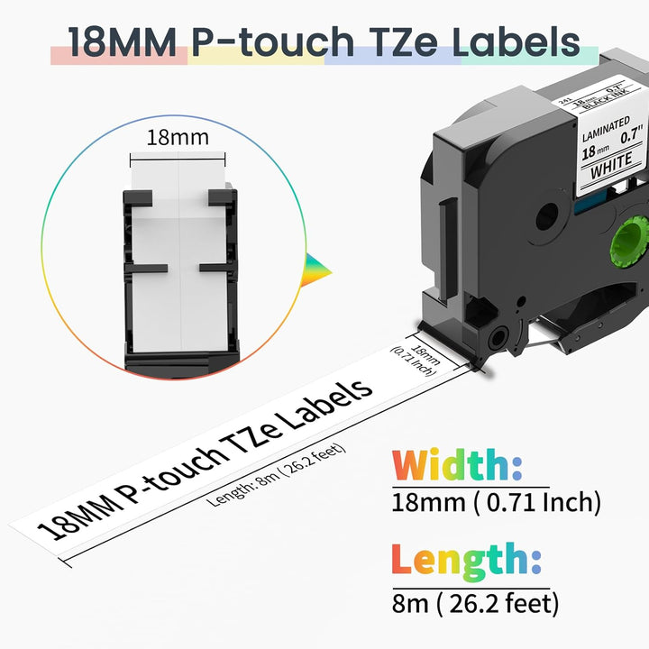 Markurlife kompatible Etikettenband als Ersatz für Brother P-Touch Schriftband 18mm 0,7 Zoll TZ-241