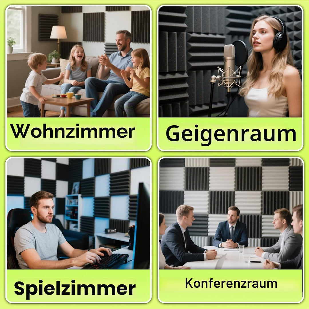 Foneso Akustikpaneele, 30x30x5 cm（Dichte:25kg/m³） Schalldämmung, Akustikschaumstoff,3D Hochdichte Sc