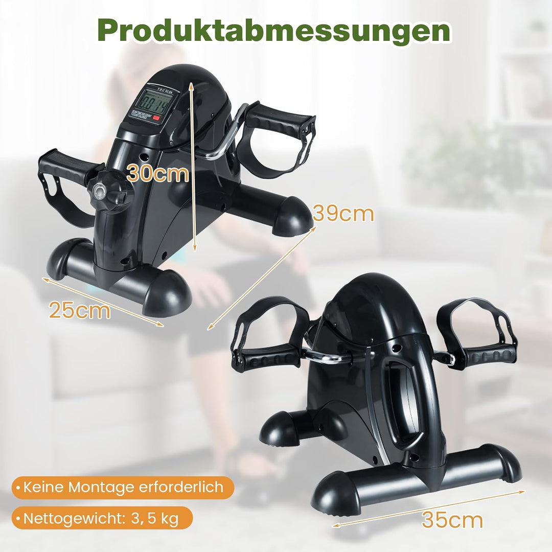 GYMAX Mini-Heimtrainer, Beintrainer mit Widerstandsregler & LCD-Anzeige, pedaltrainer für Arme & Bei