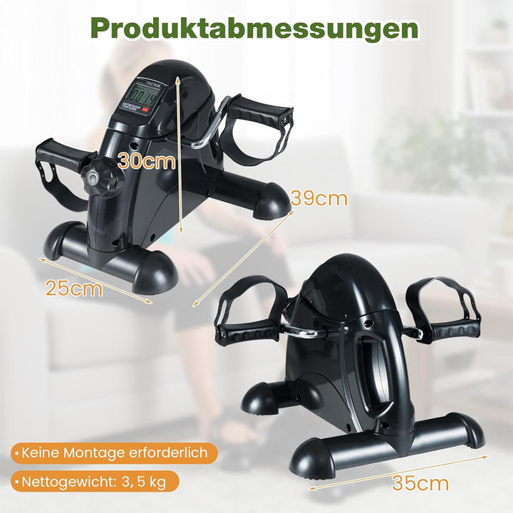 GYMAX Mini-Heimtrainer, Beintrainer mit Widerstandsregler & LCD-Anzeige, pedaltrainer für Arme & Bei