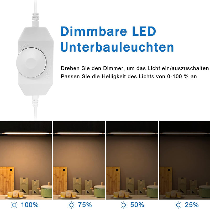 LABOREDUCER LED Unterbauleuchte Küche dimmbare 6er 24V 30cm Schrankbeleuchtung Steckerleiste Küchenl