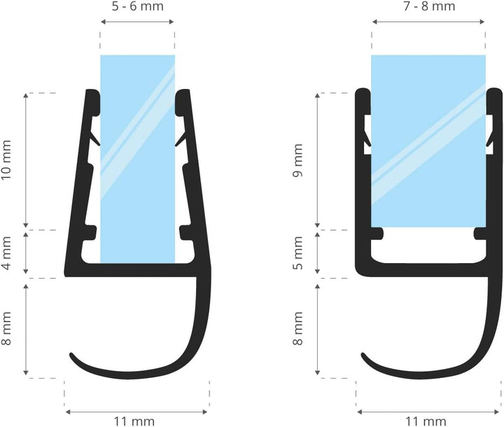 STEIGNER Duschdichtung, 120cm, Glasstärke 5/6/ 7/8 mm, Vorgebogene PVC Ersatzdichtung für Runddusche