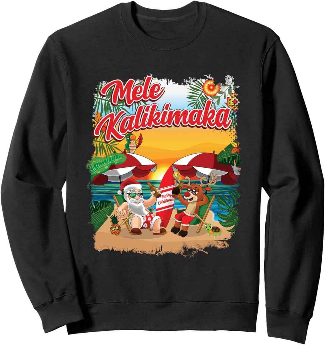 Christmas In July Santa Hawaiian Kids Summer Retro Boys Men Sweatshirt